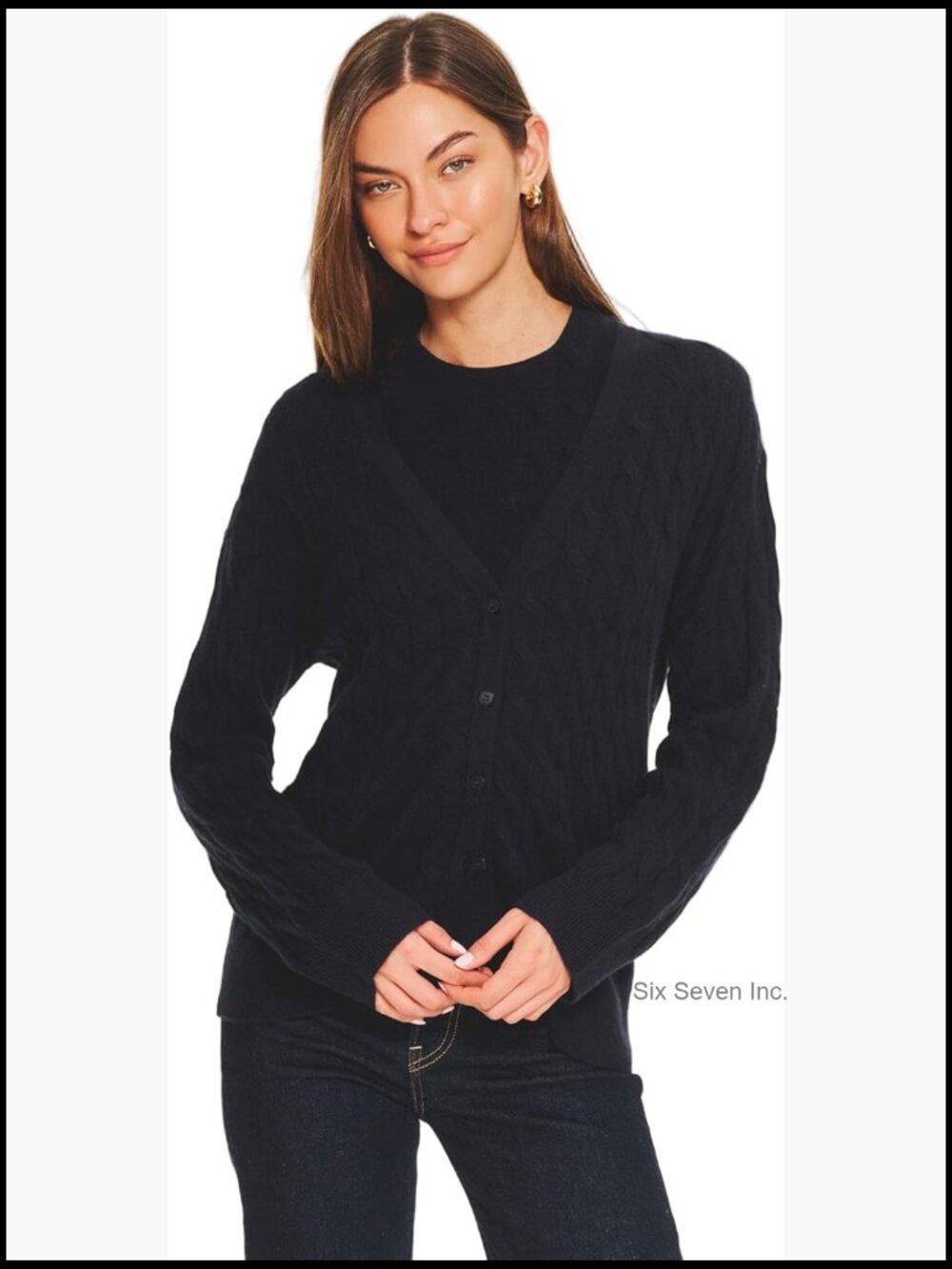 Lightweight 100% Cashmere Cable Oversized Cardigan